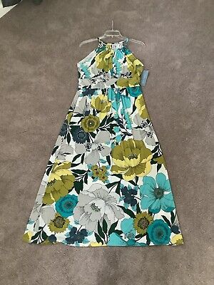 London Times Maxi Dress 16 NWT Floral Keyhole Halter Retail $129