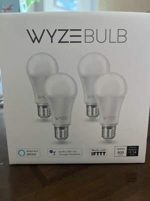 Wyze Bulb 800 Lumens Smart Light Dimmable White LED WI-FI WLPA19 4 pack