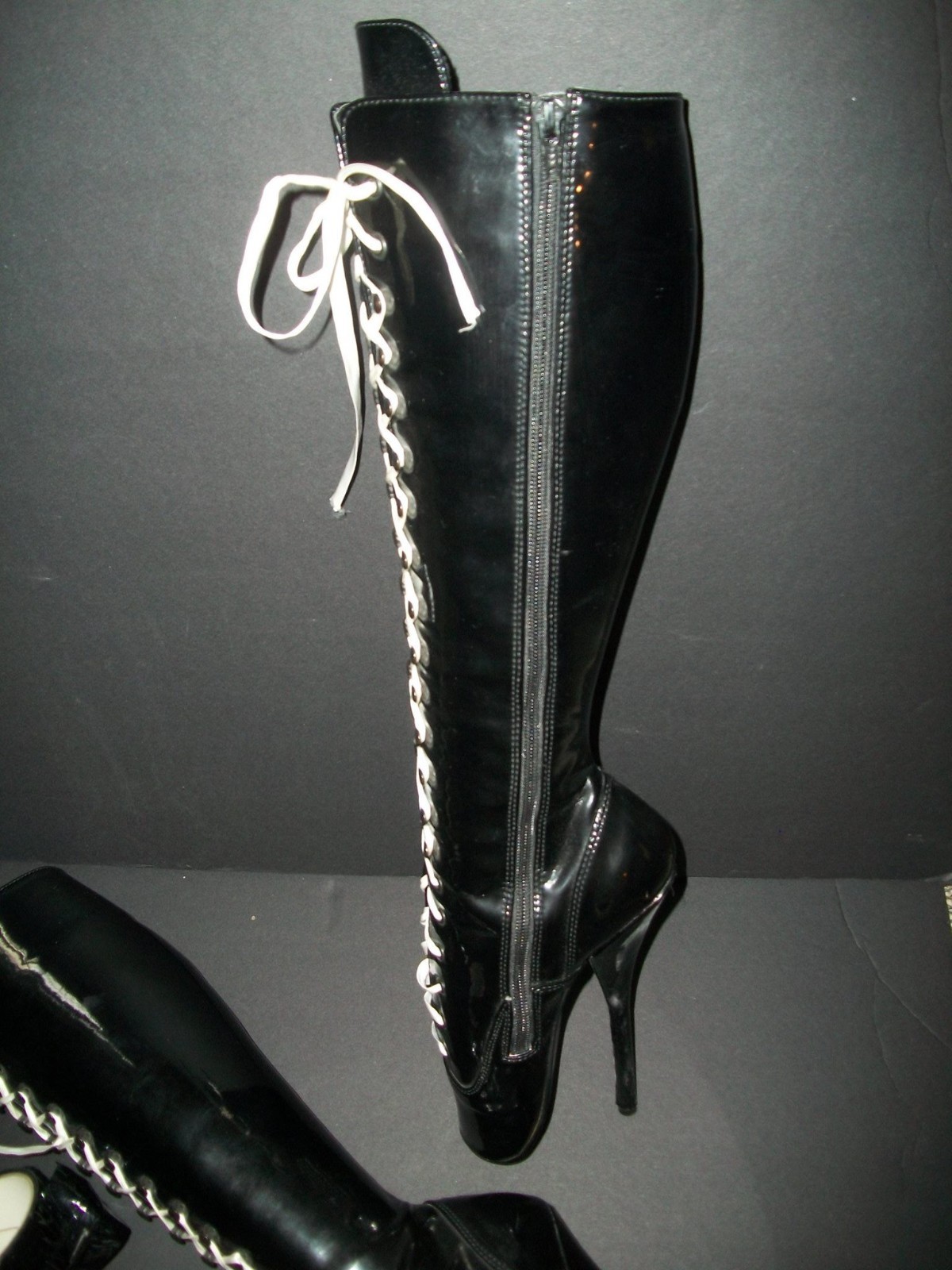 Size 6 adult fetish patent black ballet boots