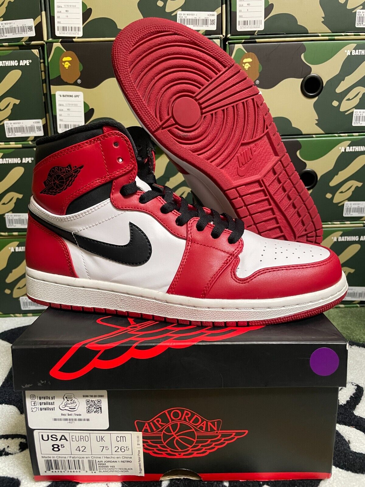 Air Jordan 1 Retro High OG Chicago 2013 USED (8.5/10) 332550 Air Jordan 1 Retro High OG Chicago 2013 USED (8.5/10) 332550