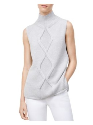 

LAFAYETTE 148 Женский серебряный свитер без рукавов с высоким воротником