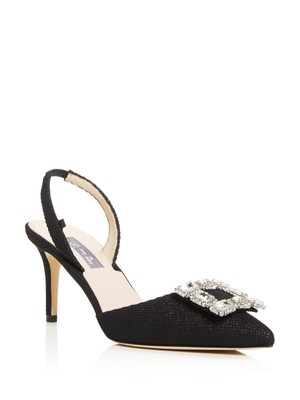 

SJP Womens Black Glitter Jolene Pointed Toe Stiletto Slingback 38,5, Черный, JOLENE MA70