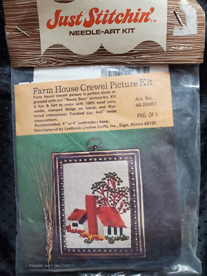 Lee Wards ''Farm House'' Crewel Embroidery Kit Size 4'' x 5''