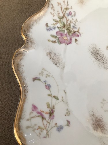 KPM Germany Fine Porcelain Serving Platter Flower Floral Gold Trim (CG)
