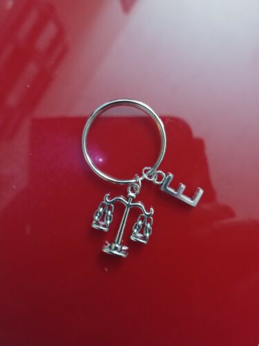 Personalized Letter Justice Balance / Lawyer Keychain / Letter E