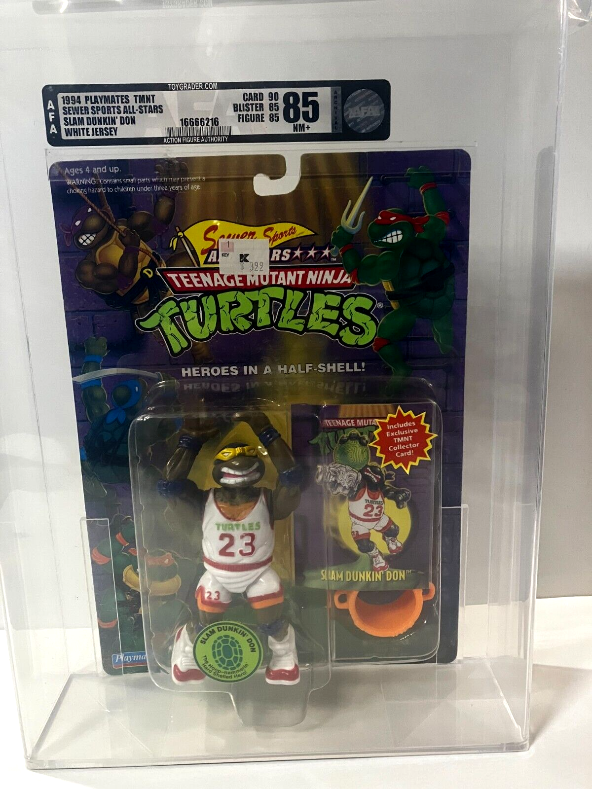 Vintage 1994 TMNT Slam Dunkin Don White Jersey Graded AFA 85 NM+