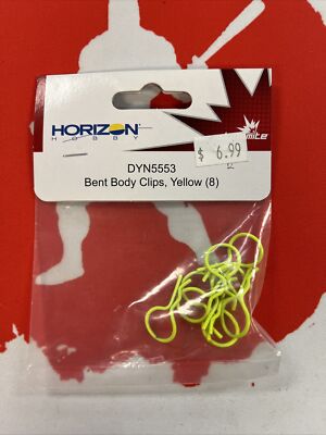 Dynamite Bent Body Clips Yellow 8 DYN5553 Electric Car/Truck Option Parts