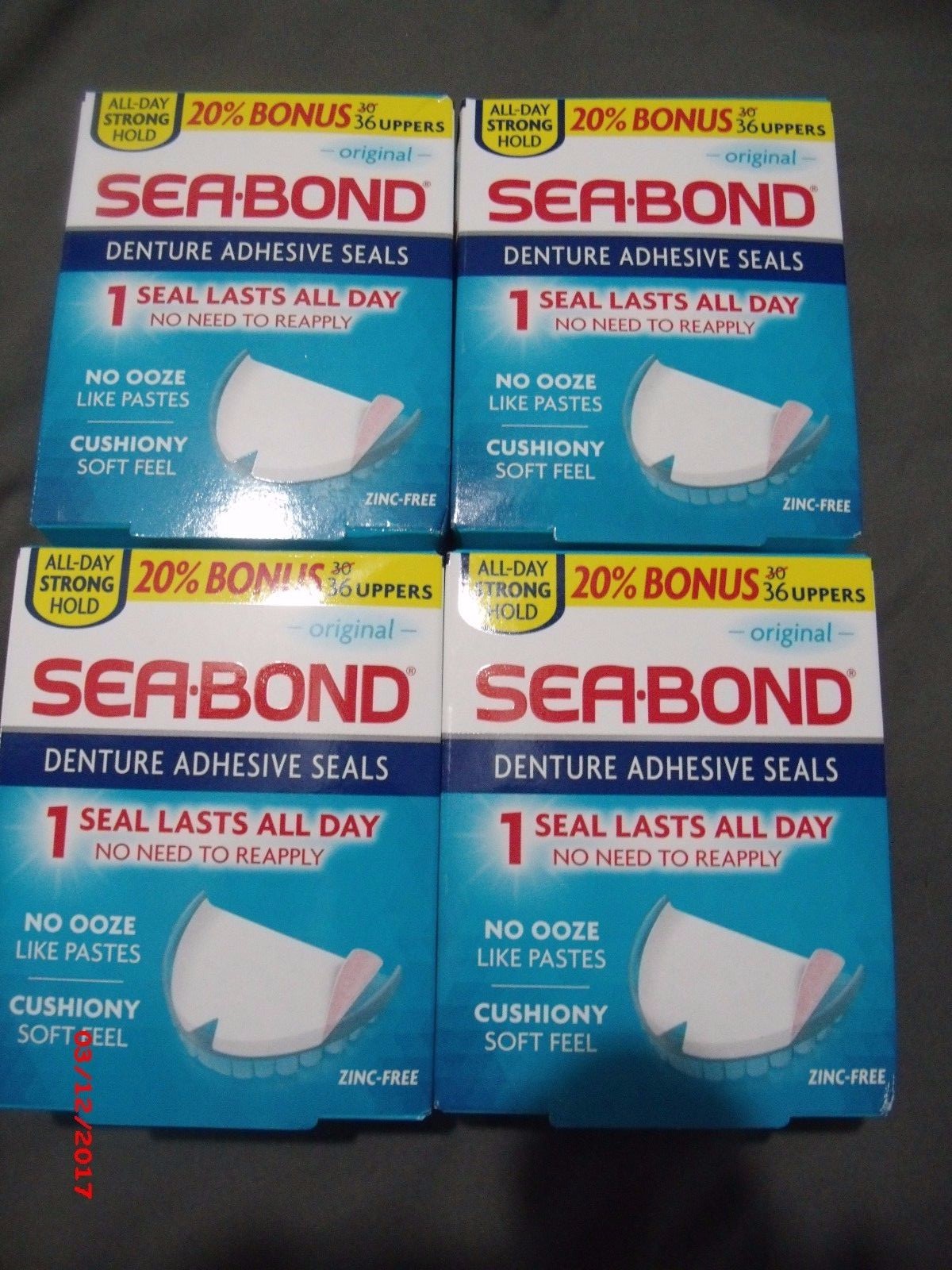 UPC 011509065209 product image for Sea-bond Denture 4 Boxes Adhesive Seals Original Uppers , 144 Ct Total | upcitemdb.com