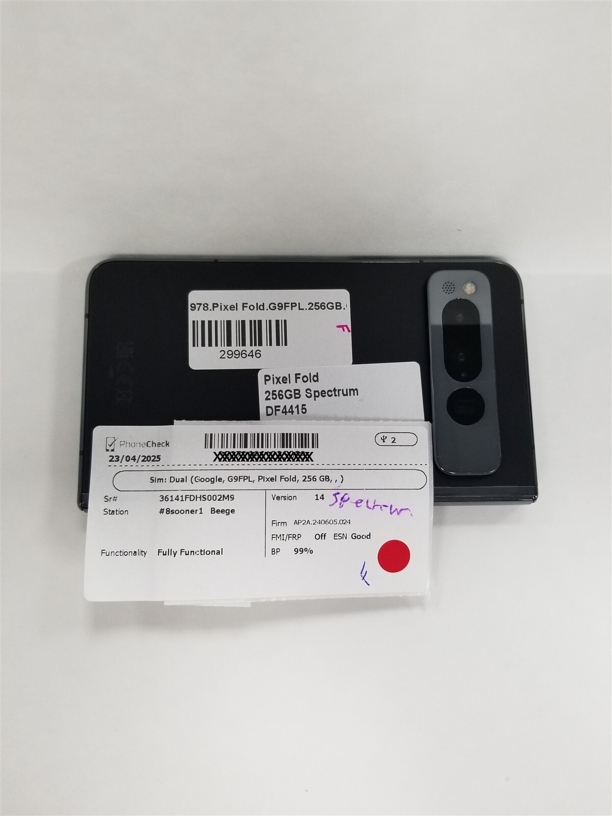 Google Pixel Fold 256GB Black G9FPL (Spectrum) Fully Functional DF4415