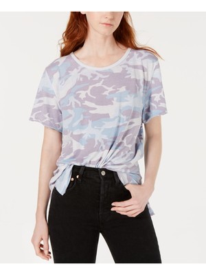 

FREE PEOPLE Женская голубая камуфляжная футболка с коротким рукавом Размер, Light blue