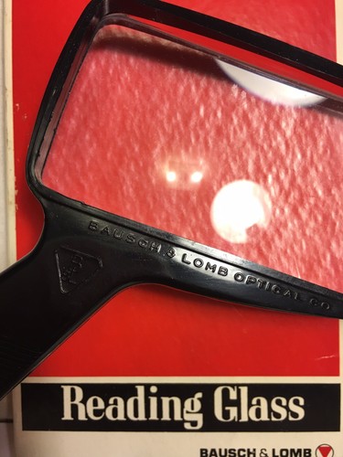 Vintage Bausch And Lomb Rectangular Reading  Glass Magnifier Original Box Black