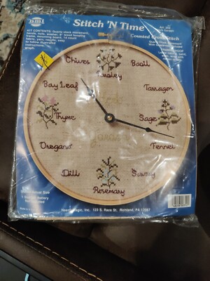 Needle Magic Inc Stitch  N Time #352 Herb Garden Counted Cross Stitch Clock Kit