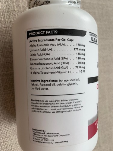 VetriScience - Omega 3,6,9-Skin, Heart, Joint Support for Dog & Cats-90 gel caps