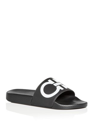 

SALVATORE FERRAGAMO Женские черные шлепанцы на платформе с рифленым носком, Черный, 744127