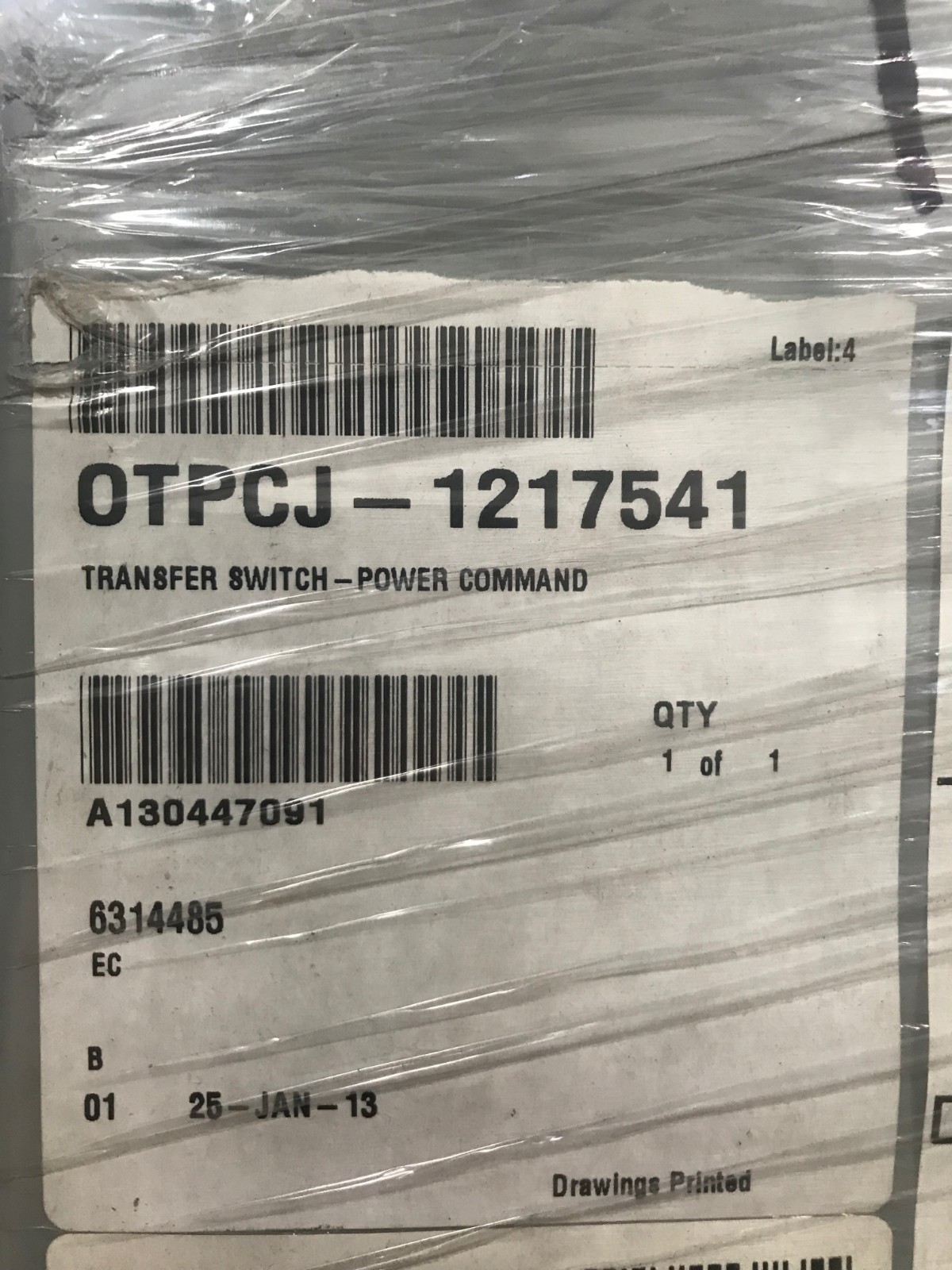 New 4,000 Amp Cummins Automatic Transfer Switch OTPCJ | S/N: A130447091