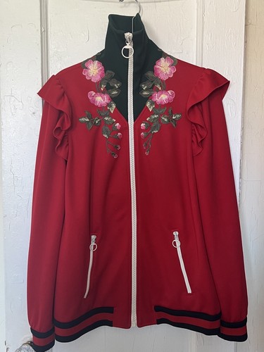 Gucci Floral Embroidered Red Technical Jersey Jacket