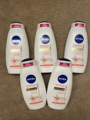 5 Pack NIVEA Pamper Body Wash Delicate Orchid & Amber w/ Nourishing Serum 20 oz