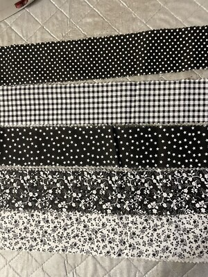 20-pc Jelly Roll 2.0  X 36  pre-cut 100% cotton fabric quilt strip Black & White