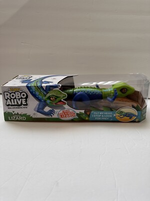 Robo Alive Lurking Lizard BatteryPowered Robotic Toy  ZURU Green Blue Lizard Pet