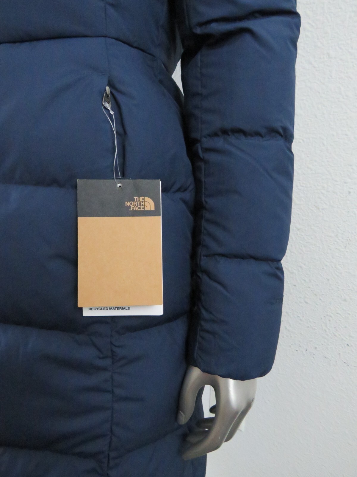 Pre-owned The North Face Womens  Metropolis Parka Long Down Warm Jacket - Summit Navy In Summit Navy Blue / Asphalt Grey Logo
