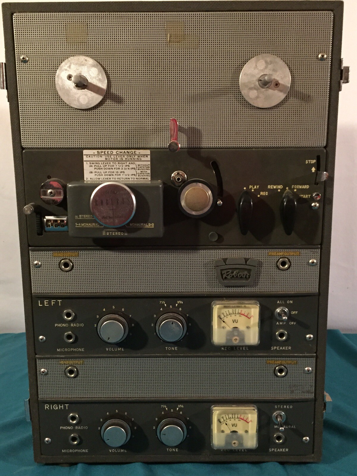 Vintage 1960's Roberts 990 Reel To Reel 2 Channel Powers Up Selling As Is Parts