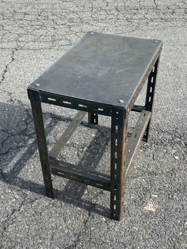 Original Vintage Side Table Narrow Nightstands Industrial End Table Metal Frame