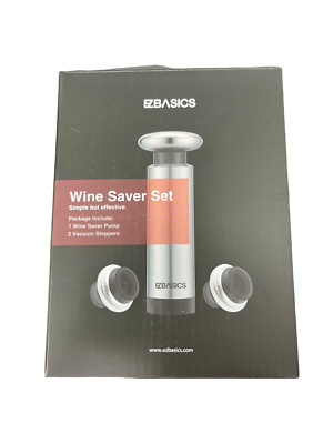 Ezbasics Wine Saver Set New In Box / 2 Vaccum Stopper