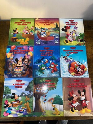 Disney MICKEY AND FRIENDS set of 9 hardcover books fully illustrated picture