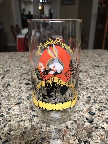 Happy Birthday Bugs Bunny Glass 50th Anniversary 1990 Vintage Looney Tunes Cup