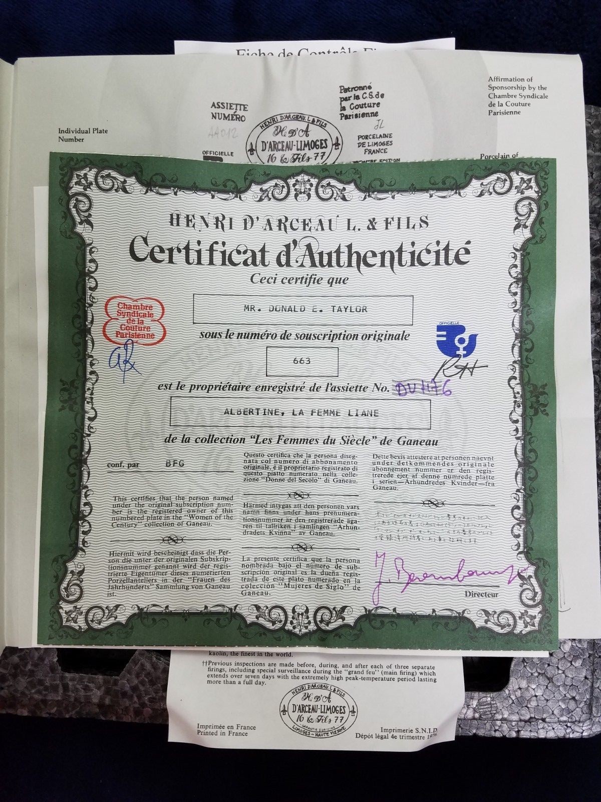 French Collector Plate Albertine The Sinuous Woman Of Paul Poiret 1910 numbered