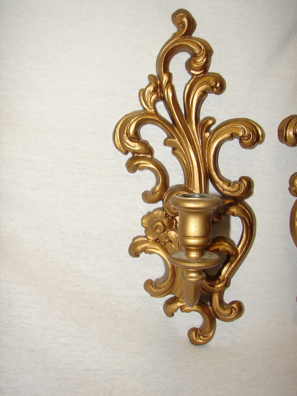 Vintage Pair Gold Decortaive IMC Wall Sconces - 13 1/2 inches  tall ~ Sconces