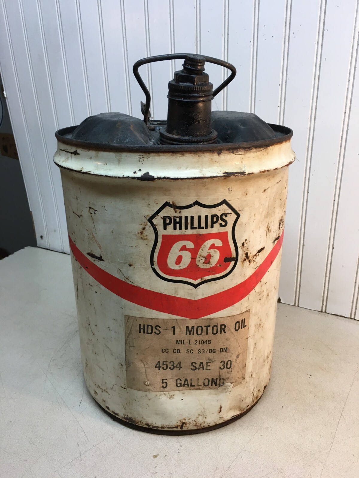 1970’s Phillips 66 フィリップ66 ビンテージ ガス オイル缶 Vintage Phillips 66, 5 Gallon Metal Tractor Oil Gas Can