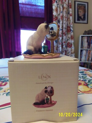 Lenox Fairest Feline Siamese Kitty Cat Figurine American By Design NOS MIB COA