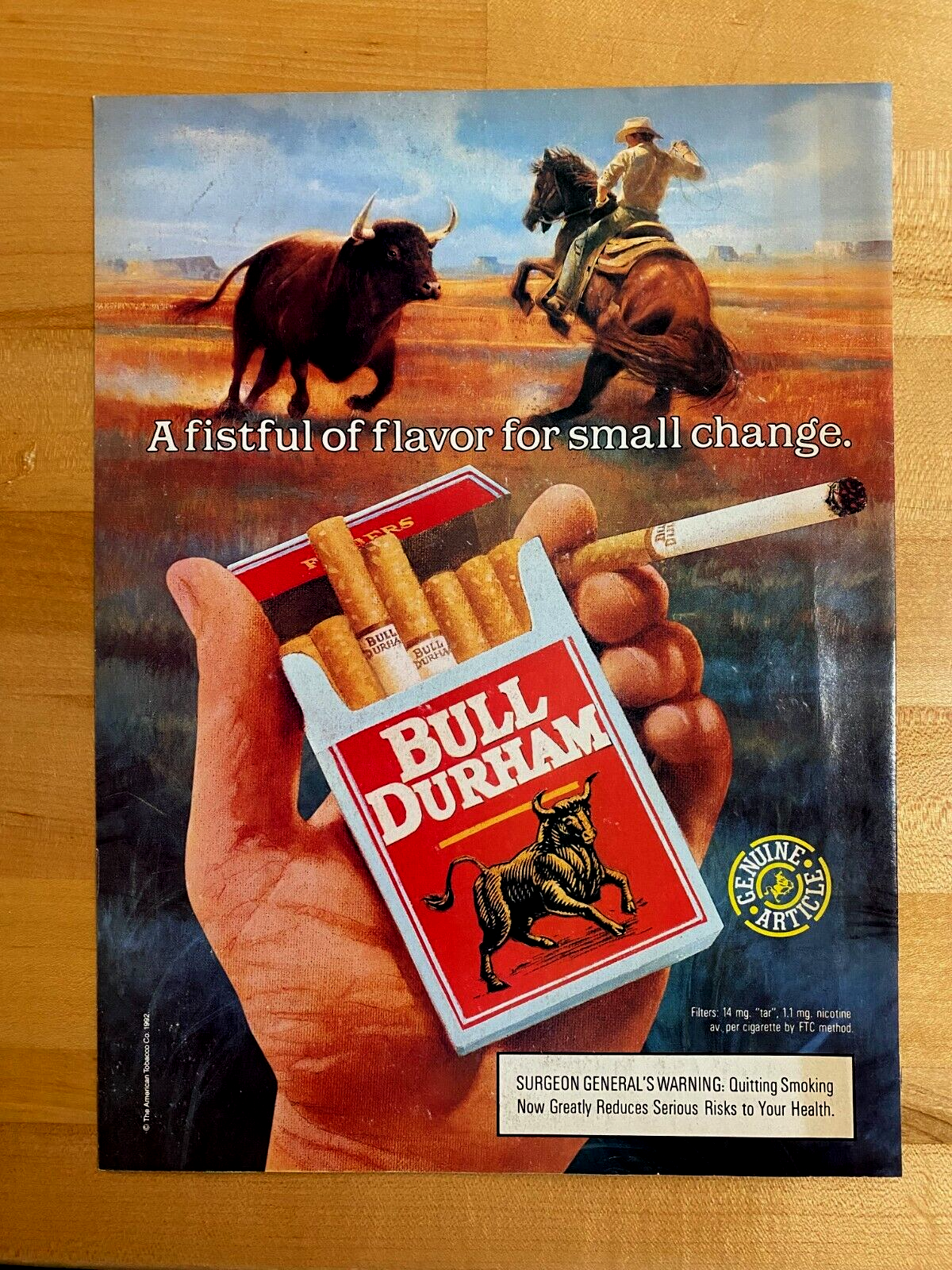 bull durham tobacco review Vintage 1890s ad Art Print Bull Durham  img11277
