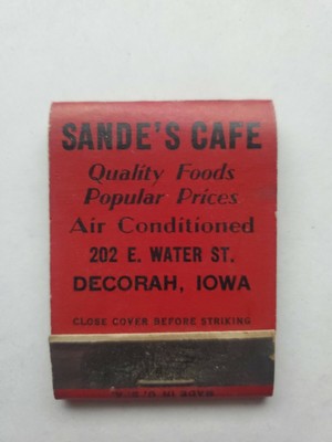 Sande s Café Decorah Iowa Struck Matchbook
