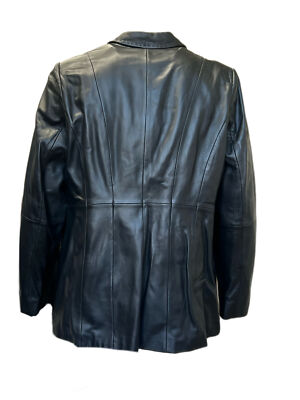 Pre-owned Marina Rinaldi Women's Black Elettra Sheepskin Blazer