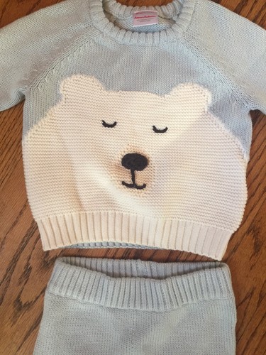 New Unisex Hanna Andersson Sweater Pants Set Blue Polar Bear Size 60 US 3-6 Mths