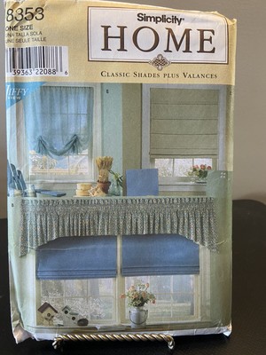 SIMPLICITY HOME 8353 Classic Shades Plus Valances Roman Shades uncut