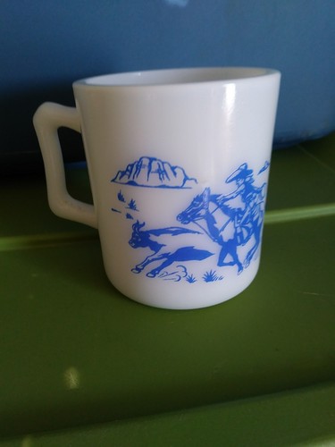 1950's HOPALONG CASSIDY  BLUE  GRAPHICS  COWBOY~~CHILDS CUPS OR MUGS Vintage