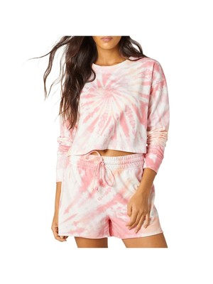 

BEYOND YOGA Женский розовый свитшот с круглым вырезом и длинными рукавами Tie Dye
