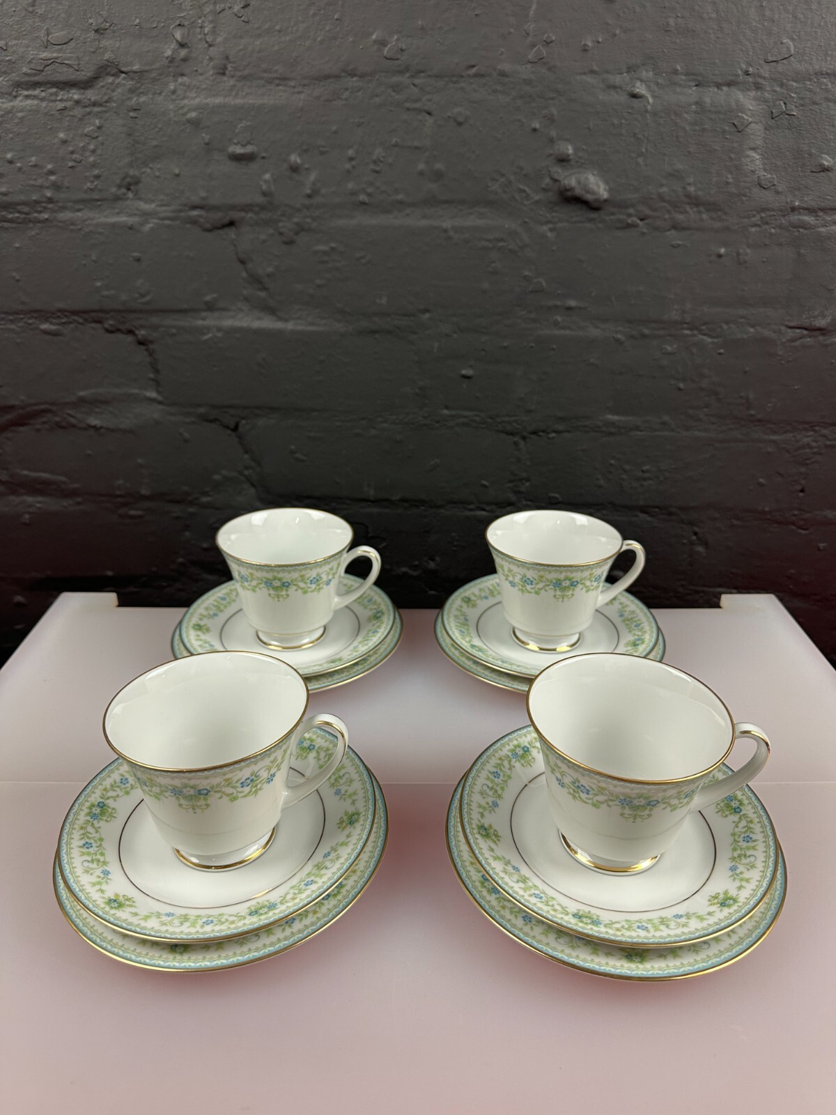 4 x Noritake Spring Meadow 2484 Tea Trios Cups Saucers and Side Plates Set