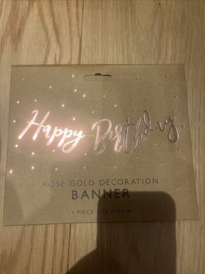 Rose Gold Happy Birthday Wording Banner
