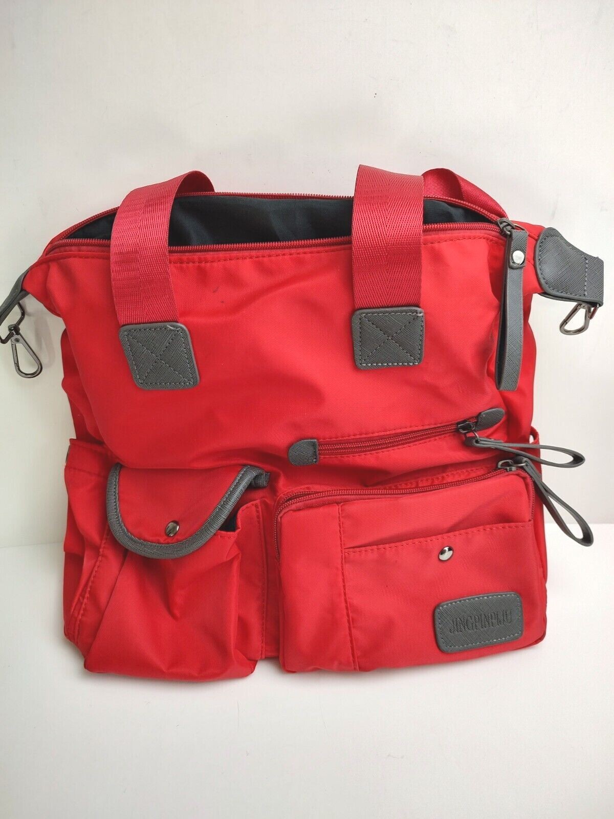 Jingpinpiju Red Purse w/ Crossbody Strap Tote Travel Bag Multiple Pockets