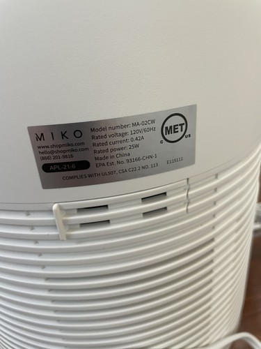 Miko IBUKI M Air Purifier w/ Air Quality Sensor Tech White Retail $200 MA-02CW