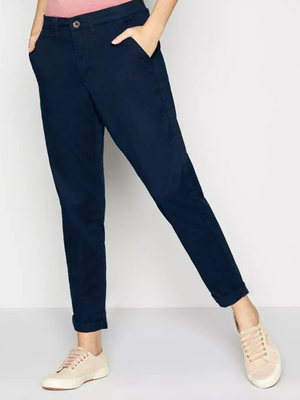 Ladies Ex Principles Debenhams Tapered Chino Spring Trousers Khaki Navy  Cropped