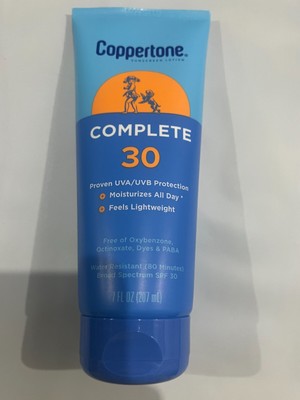 Coppertone Complete Sunscreen Lotion, SPF 30 Sunscreen, 7 Oz EXP: 12/2023