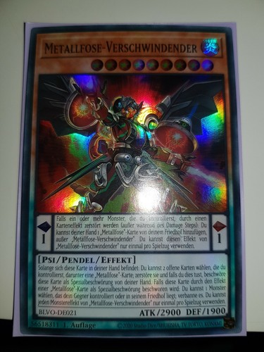 YUGIOH METALLFOSE - VERSCHWINDENDER, SUPER RARE, BLVO, NEU, 1.AUFLAGE,...