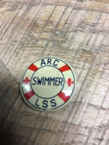 Vintage Collectible Pin: ARC LSS Red Cross  Swimmer Button