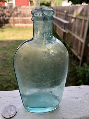 Super Crude Drippy 1/2 Pint Flask Early Handtooled Example