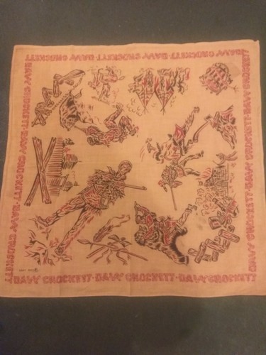 KG 1950's Davy Crockett Handkerchief Scarf Gold A E3